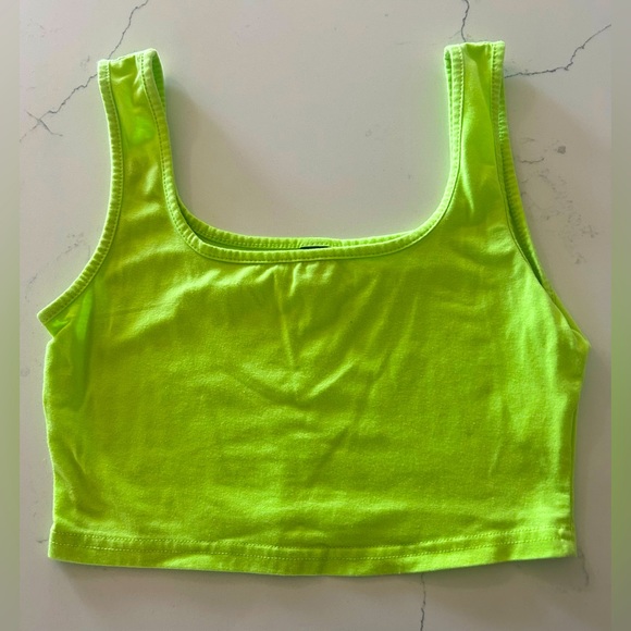 Cropped neon green shirt, size small - Picture 1 of 2